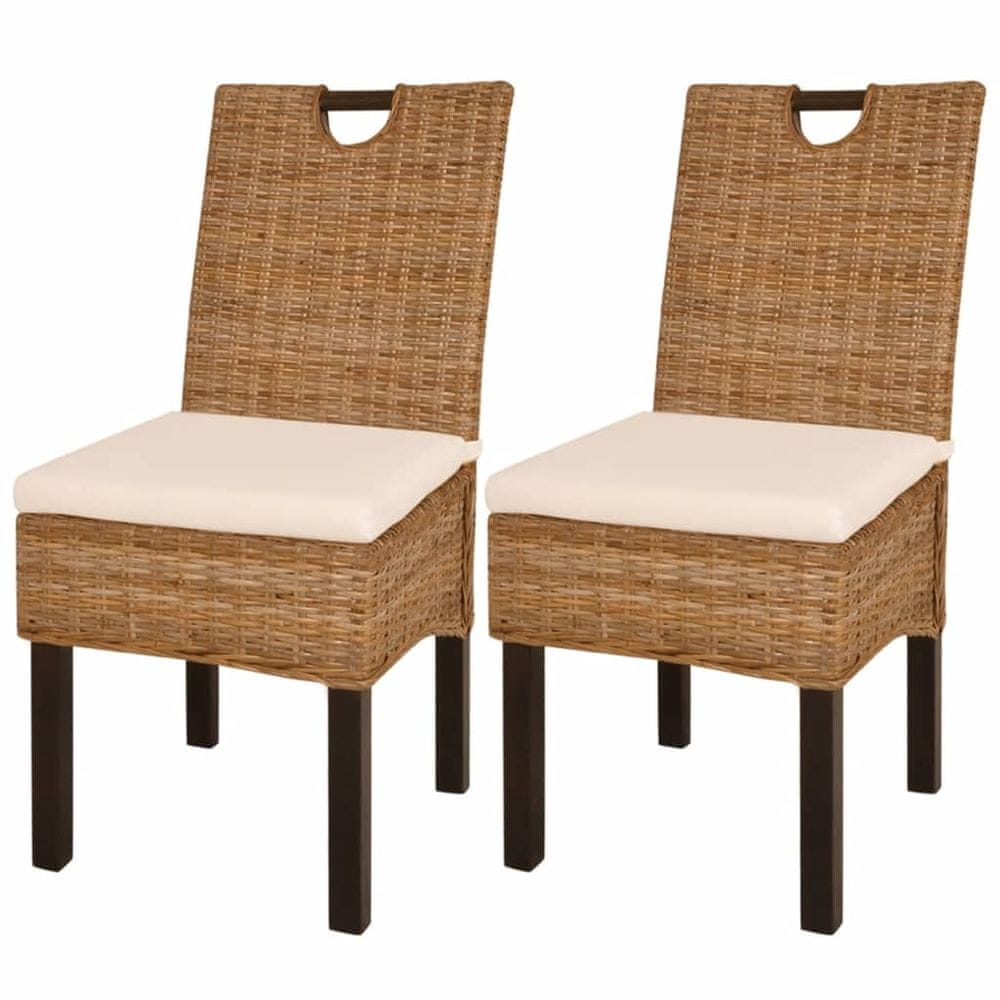 Petromila vidaXL Jedálenské stoličky, 2 ks, ratan kubu a mangové drevo